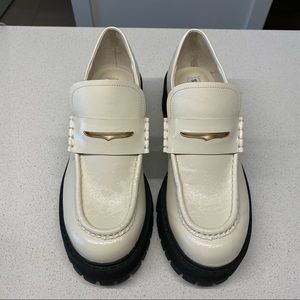 Steve Madden Cream Loafers with Black Lug Sole